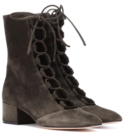 Gianvito Rossi Delia Suede Ankle Boots In Brown