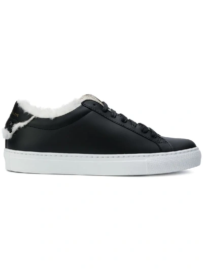 Givenchy Urban Street Leather And Fur Sneakers In Black