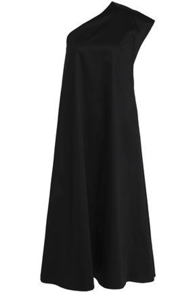 Tome One-shoulder Cotton-blend Midi Dress In Black