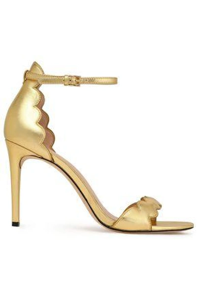 Rachel Zoe Woman Ava Scalloped Metallic Leather Sandals Gold