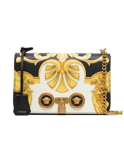 Versace Black And Gold Barocco Ss'92 Print Leather Chain Strap Shoulder Bag