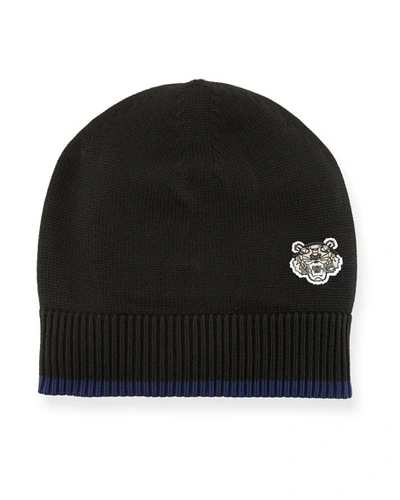 Kenzo Men's Tiger Crest Wool Beanie Hat In Black