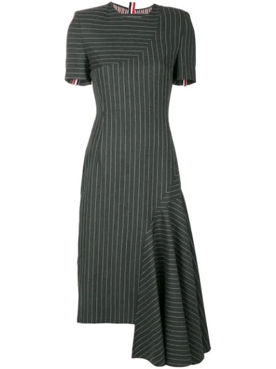 Thom Browne Chalk Stripe Pencil Dress In Grey
