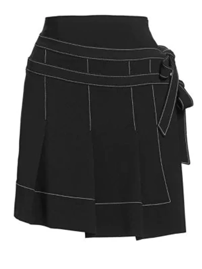 Cinq À Sept Ingrid Pleated Mini Skirt In Black Ivory