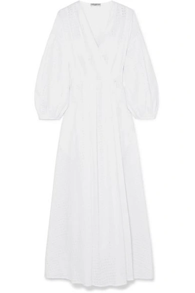 Three Graces London Roksana Broderie Anglaise Cotton Wrap Dress In White