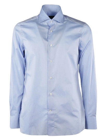 Z Zegna Soft Touch Stripe Cotton Button-down Shirt In Light Blue