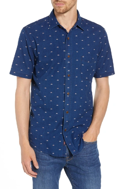 Faherty Men's Coast Sunrise-print Short-sleeve Button-down Shirt, Blue In Sunrise Indigo Print