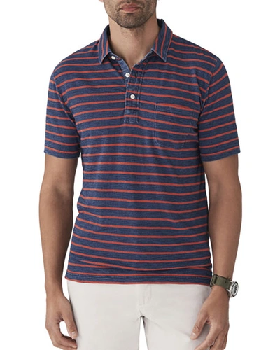 Faherty Men's Breton Striped Pocket Polo Shirt In Red/blue