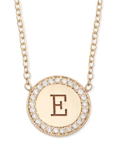 Zoë Chicco 14k Personalized Initial Disc Pendant Necklace W/ Diamonds In Gold