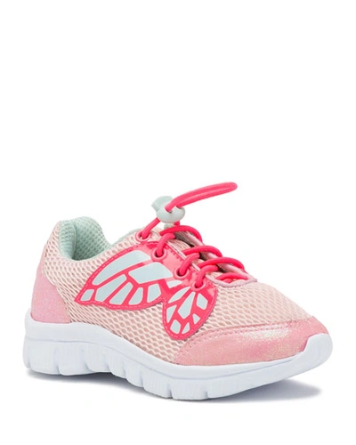 Sophia Webster Chiara Mesh Butterfly-wing Sneakers, Toddler/kid In Pink