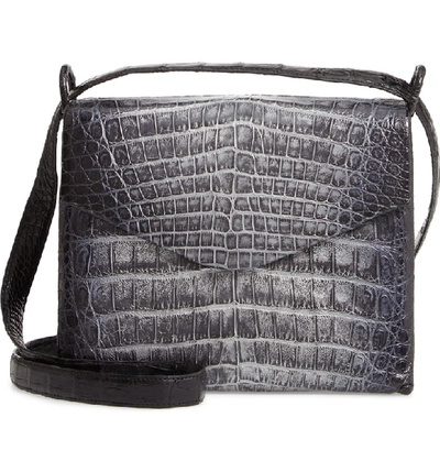 Nancy Gonzalez Genuine Crocodile Crossbody Bag - Metallic In Silver/ Black