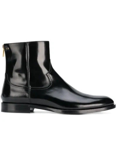 Dolce & Gabbana Polished-leather Chelsea Boots In Black