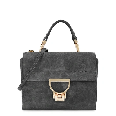 Coccinelle Arlettis Grey Suede Cross-body Bag In Dark Grey