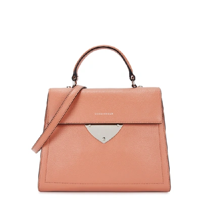Coccinelle B14 Salmon Leather Shoulder Bag In Light Pink