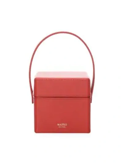 Mateo Catherine Mini Saffiano Leather Box Bag In Red
