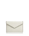 Rebecca Minkoff Leo Quilted Leather Clutch In Antique White/silver