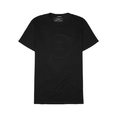 Balmain Logo-flocked Cotton-jersey T-shirt In Black