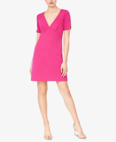 Betsey Johnson Short-sleeve Scuba Crepe Dress In Pink