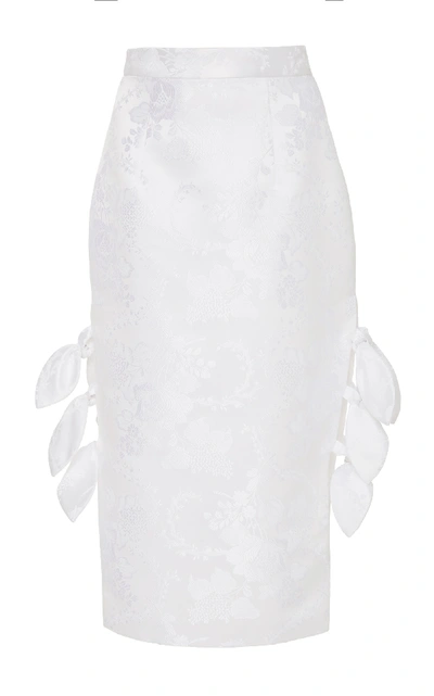 Markarian Side Bow Pencil Skirt In White