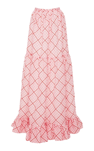 Markarian Plaid Organza Full Skirt In Pink