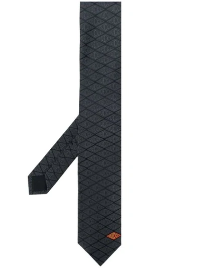 Gucci Diamond-logo Silk Tie In Black