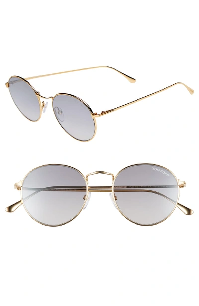 Tom Ford Ryan 52mm Round Sunglasses - Yellow Gold