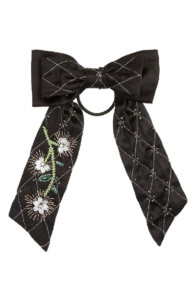 New Friends Colony Beaded Double Bow Hair Tie In Black