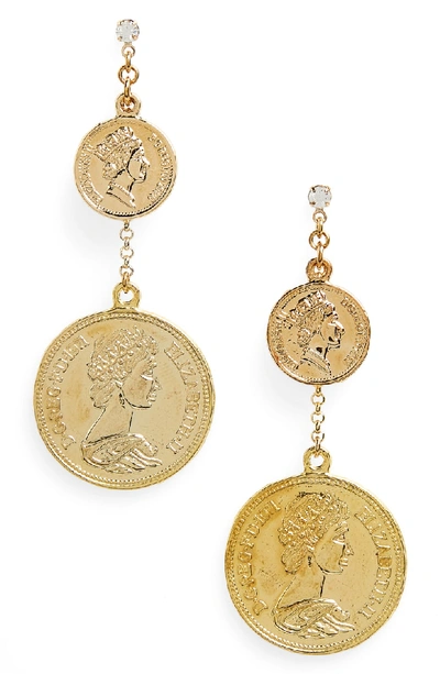 Shashi Double Coin Earrings In Yellow Gold