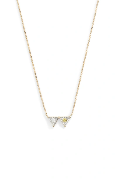 Dana Rebecca Designs Double Triangle Diamond & Stone Necklace In Yellow Gold/ Yellow Sapphire