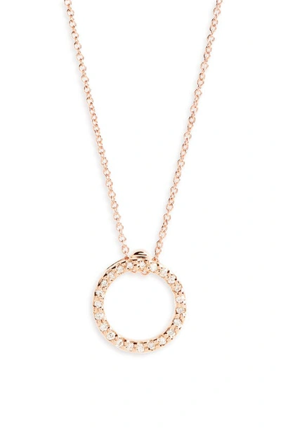 Roberto Coin Diamond Circle Pendant Necklace In Rose Gold