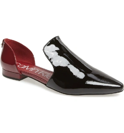 Calvin Klein Edona Loafer Flat In Black/ Red Rock Patent