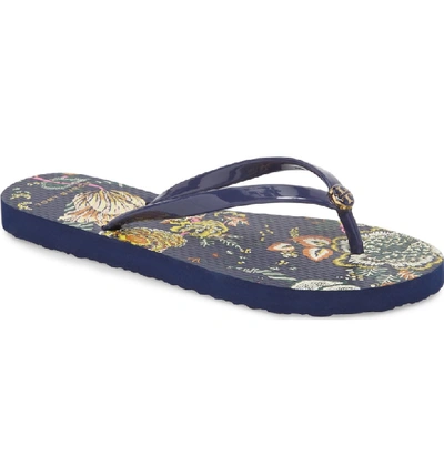 Tory Burch Thin Platform Printed Sandals In Montauk Navy/ Happy Times