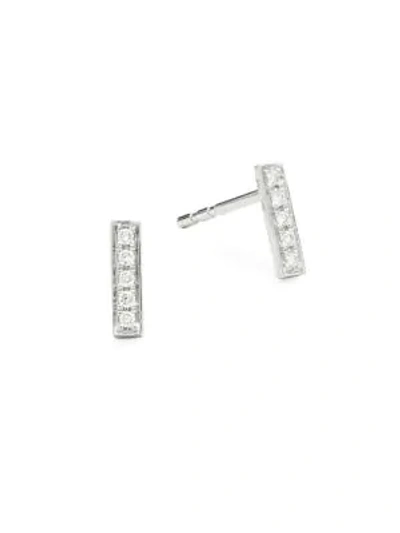 Saks Fifth Avenue Women's 14k White Gold & 0.08 Tcw Diamond Bar Stud Earrings