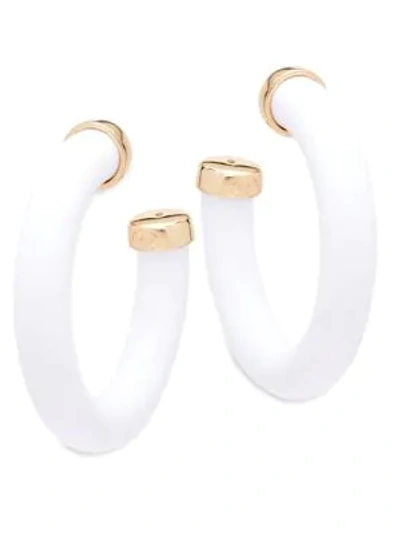Kenneth Jay Lane Large Polished Hoops In White