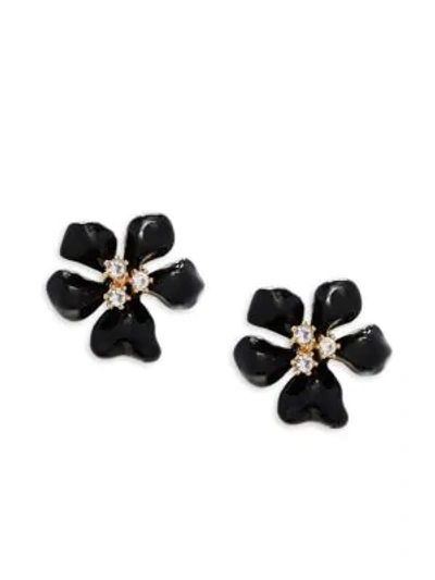 Kenneth Jay Lane Crystal Flower Stud Earrings In Black