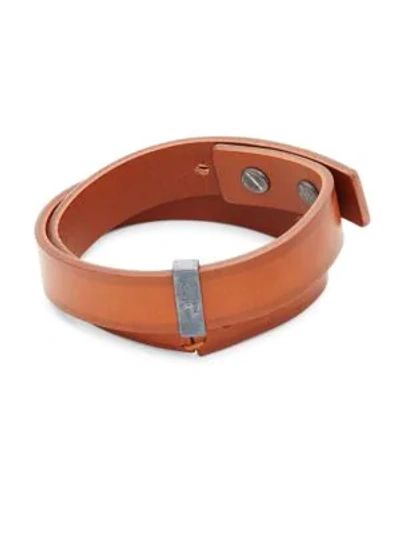 Maison Margiela Double Wrap Leather Bracelet In Papaya