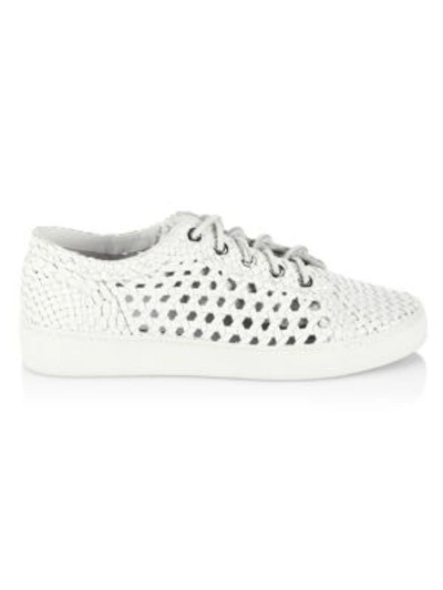 Michael Kors Violet Woven Leather Lace-up Trainers In Peanut