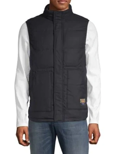 Scotch & Soda Quilted High Neck Puffer Vest In Black