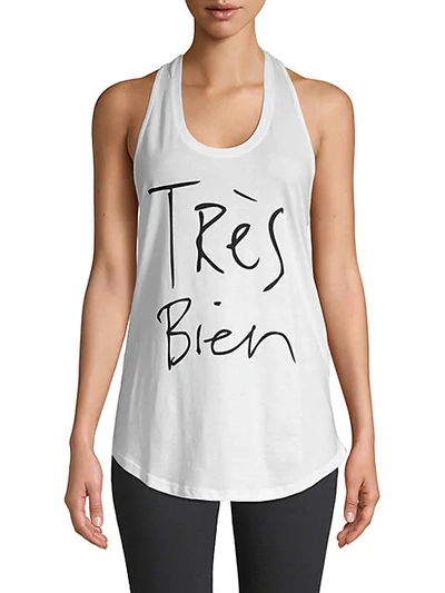 Chrldr Tres Bien Graphic Cotton Tank Top In White