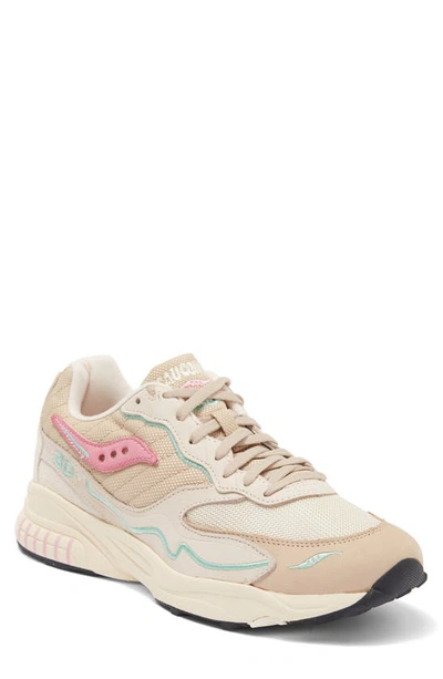 Saucony 3d Grid Hurricane Sneaker In Cream/ Pink