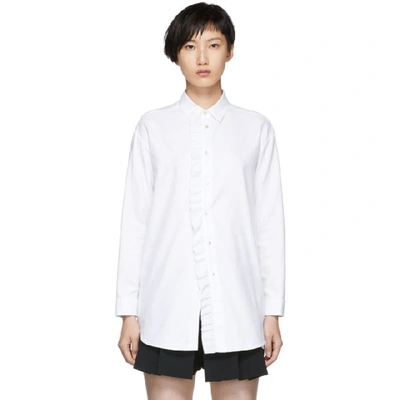 Red Valentino White Frill Shirt Dress In 001 White