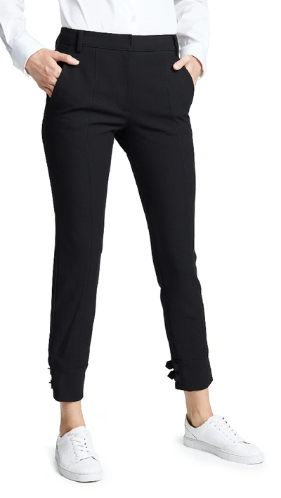 Tibi Anson Stretch Skinny Pants With Buckles In Black