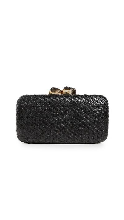 Kayu Anna Straw Clutch In Black