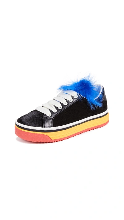 Marc Jacobs Love Empire Fur Trainers In Black Multi