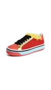 Marc Jacobs Love Empire Fur Sneakers In Red Multi