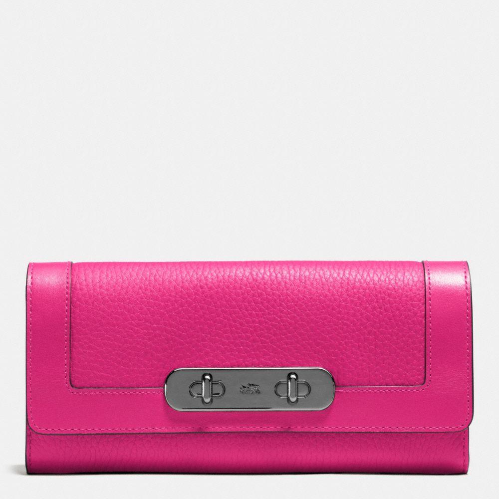 Coach Swagger Slim Envelope Wallet In Pebble Leather In : Dark Gunmetal ...