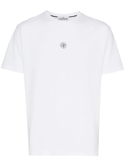 Stone Island Reflective-logo Cotton-jersey T-shirt In White