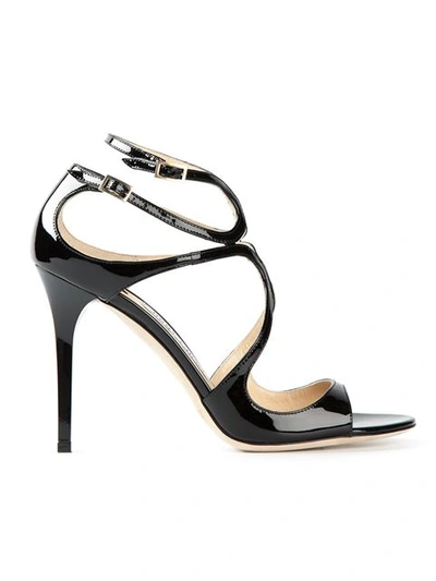 Jimmy Choo Lang Patent Leather Sandals In Cobalt