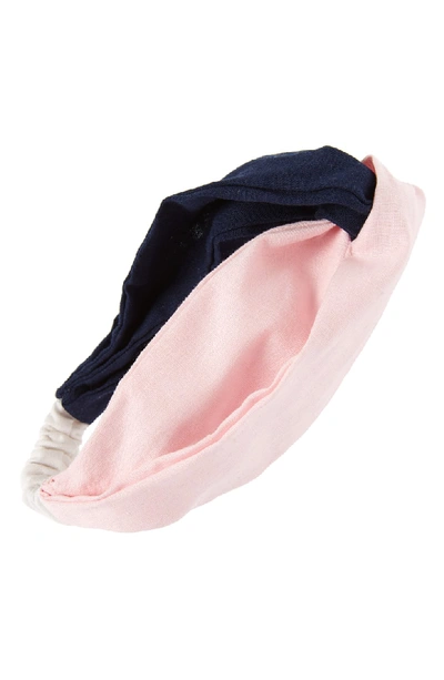 Donni Charm Chacha Turban Head Wrap In Pink/ Navy/ White