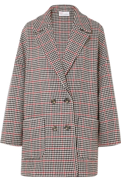 Red Valentino Houndstooth-check Wool-blend Coat In Nero